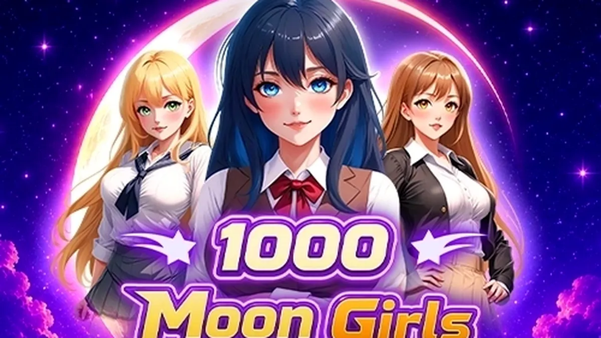 Ang interface ng 1000 Moon Girls slot na nagpapakita ng pitong reels.
